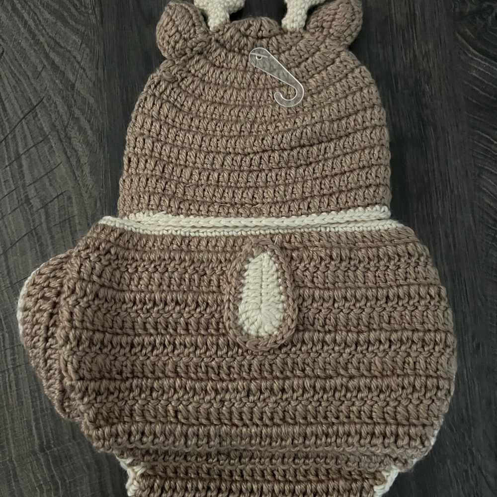 Brown Crochet Animal-Themed baby set